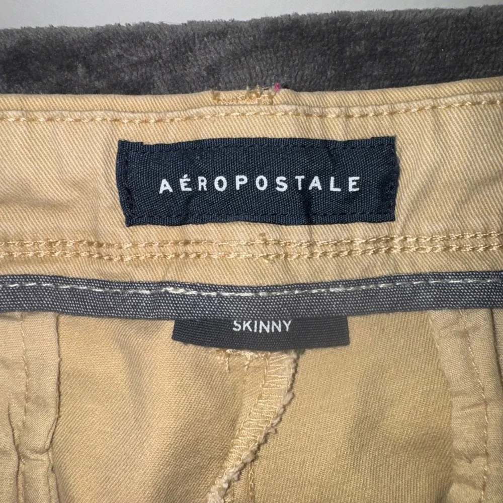 Mens 34x34 Aeropostale Skinny Chino Pants Tan New Khaki Twill Trousers